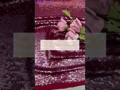 Folhas vermelhas Sequin bordado Tecido brilhante Tecido luxuoso Festas Vestidos de ocasião