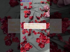 Nova coleção Red Sequin bordado tecido de renda 3D floral Elegante bordado de casamento tecido