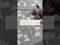 Tecido de renda cordada de alta qualidade Tecido de renda bordado Tecido de renda elegante Tecido bordado de folhas