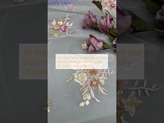 Tecido 3D Floral Sequin Elegante E Respirável Tecido de rede de renda Tecido de luxo de ocasião de noite