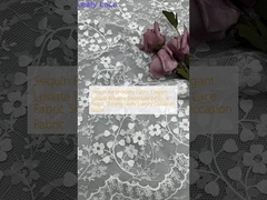 Tecido de bordado de lenço elegante Lusiate Respiração de renda bordada Tecido de folhas brilhantes Tecido de ocasião de luxo