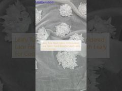 Tela de malha de túle de folhas de seda bordada de tecido floral de respiração de malha de folhas para roupas