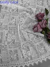 A tela floral branca do laço de 140CM Geo na composição de nylon do algodão AZO livra
