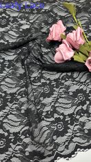 55 polegadas Nylon Spandex Largura Cor preta Design elegante Estiramento Floral Corded tecido de renda elástica com carapaça Para roupas de moda mulheres