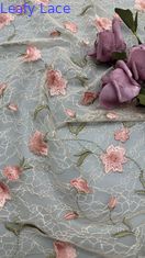 Fabrica de renda de bordados de folhas Floral Elegante 100% de algodão para vestido