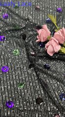 Folha Luxury Sequin bordado tecido de renda 3D floral Elegante bordado de casamento tecido