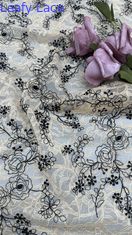 Embroidery Tecido de renda bordado de noite Folha de luxo Tecido de casamento de ocasião