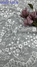 Tecido de bordado de lenço elegante Lusiate Respiração de renda bordada Tecido de folhas brilhantes Tecido de ocasião de luxo
