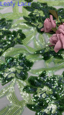 Tecido 100% poliéster 3D Floral Sequin Elegante Shine Mesh Tecido de renda de luxo