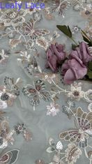Lantejoula floral colorida bordada tecido de renda rede decorativa folhas personalizadas