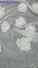 Tela de malha de túle de folhas de seda bordada de tecido floral de respiração de malha de folhas para roupas