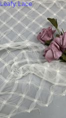 Tecido de renda de Chantilly Francês Respirar Plaid Sequin Mesh Tecido de renda Tecido de folhas