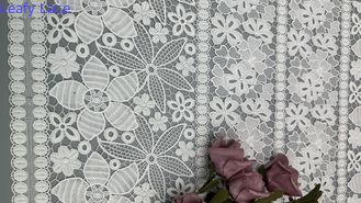 Tecido de renda floral branca bordado Tecido de pálpebras suave e elegante para costura