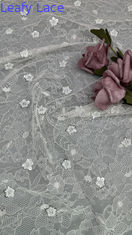 Tecido branco de renda francesa Chantilly Luxury Sequin Lace para vestidos de noite e modelos de moda