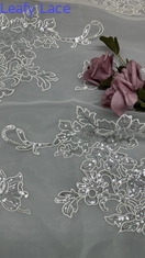 Tecido de Renda Bordado com Lantejoulas, Novas Coleções para Vestuário, Vestidos e Design de Moda
