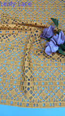 Tecido de renda de cordão de alta qualidade elegante para a senhora padrão amarelo nova moda para roupas vestidos