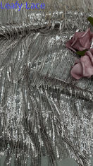 Tecido de lantejoulas com franjas, elegante e brilhante, luxuoso para meninas e acessórios feitos à mão