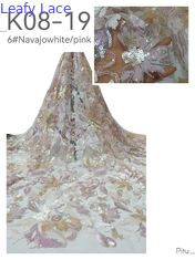 Folhas New Arrval Sequin tecido bordado 3D rede floral de solo para vestidos de senhoras Design de moda
