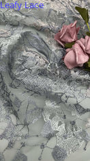 Renda de Tule Francesa com Malha de Renda Bordada Metálica para Vestidos Formais e de Noite Inspirados em Alta Costura