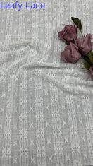 Tecido bordado de renda branca e folhosa, ótima cor, padrões tipo listra barroca e vestido romântico