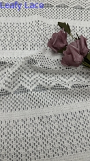 Luxo 100% de algodão folhas de renda branca onda efeito de listras para as mulheres senhoras vestidos de noite de casamento