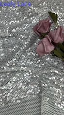 Tulle Sequin Mesh Tecido de renda bordado Poliéster para vestidos de noite