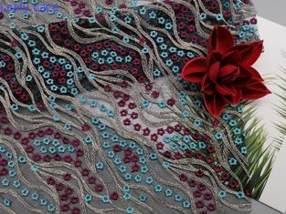 49 polegadas coloriram a tela luxuosa floral do laço 3D para vestidos fêmeas