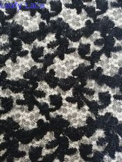 Tela floral preta do vestido de noite da tela do bordado de Applique do laço