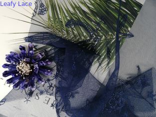 Os animais de mar da marinha bordaram a tela do laço de Mesh Lace Fabric Wedding Gown