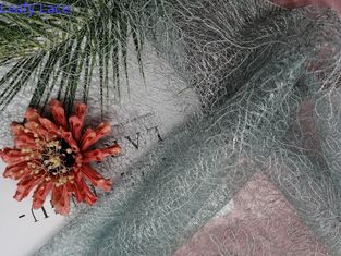 Tule gracioso azul Mesh Embroidered Lace Fabric