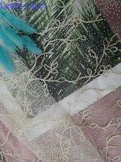 Laço floral da tela de Dot Embroidery Flocking Flocked Mesh da polca