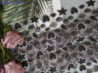 Tela colorida metálica do bordado de Lurex da forma da estrela para o vestido da menina
