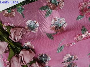 100% de seda toda sobre a tela floral bordada colorida da lantejoula