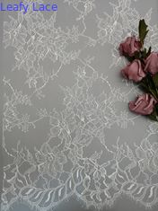 Tela floral 145CM branca de nylon de Mesh Fabric Embroidery Soft Lace do tule do laço de 100%