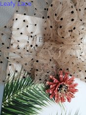 Tela floral tridimensional Dot Flocked Tulle Cording Mesh do laço 3D