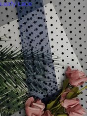 Marinha Dot Tulle Flocked Mesh Fabric para a senhora Evening Dress