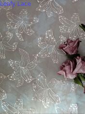 A cor cor-de-rosa imprimiu o tule floral bordado Mesh Table Runner da tela do laço