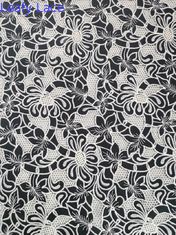 O tule livre AZO Mesh Printed Lace Fabric Black moeu a congregação branca