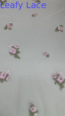 Beaded Floral Lace Fabric Embroidered Lace Mesh Breathe Fabric Occasion Dressing Birthday Fabric