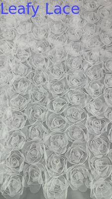 White Rose Mesh French Chantilly Lace Fabric Breathe And Elegant White For Garments Gowns Wedding Dresses