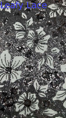 Black Midnight Sequin Lace With Micro Sequins Unique Depth And Sparkle For Sophisticated Evening Wear