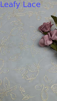 French Tulle Lace With Embroidered Thread Ultra-Fine Mesh For Sheer Elegance With Subtle Shine