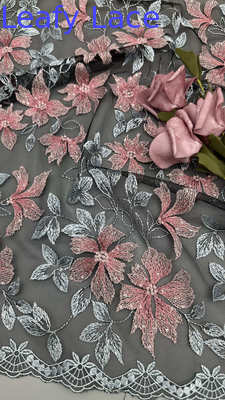 Embroidered Lace With Floral Details Deeply Textured Fabric For Dramatic High-Fashion Evening Gowns