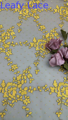 Embroidered Lace Fabric Colorful Floral Mesh Polyester for Wedding Evening Dresses