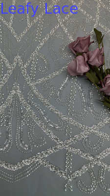 High Quality Beaded Pearl Embroidered Lace Fabric Polyester For New Season Evening