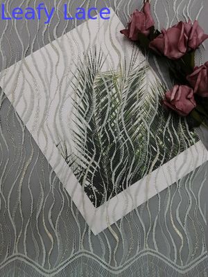 French Chantilly Eyelash Metallic Lace Fabric With Scallop