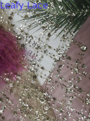 Gold Floral Sequin Embroidered Fabric