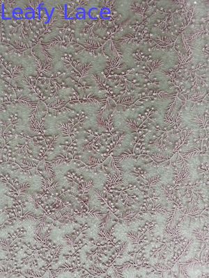Pink Floral Sequin Embroidered Fabric Wedding Lace Fabric By The Yard