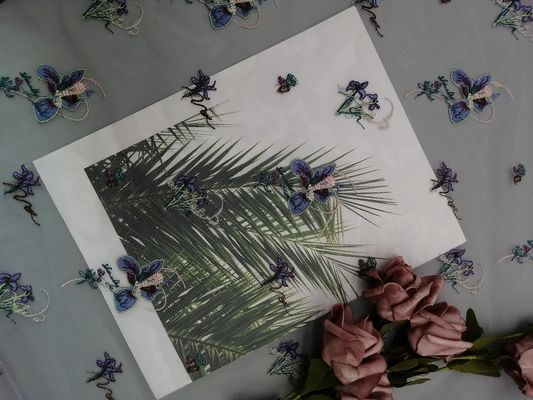 100 yards Delicate Mesh colorful Embroidery Tulle Fabric