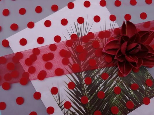 Red Large Polka Dot Tulle Flocked Mesh Fabric